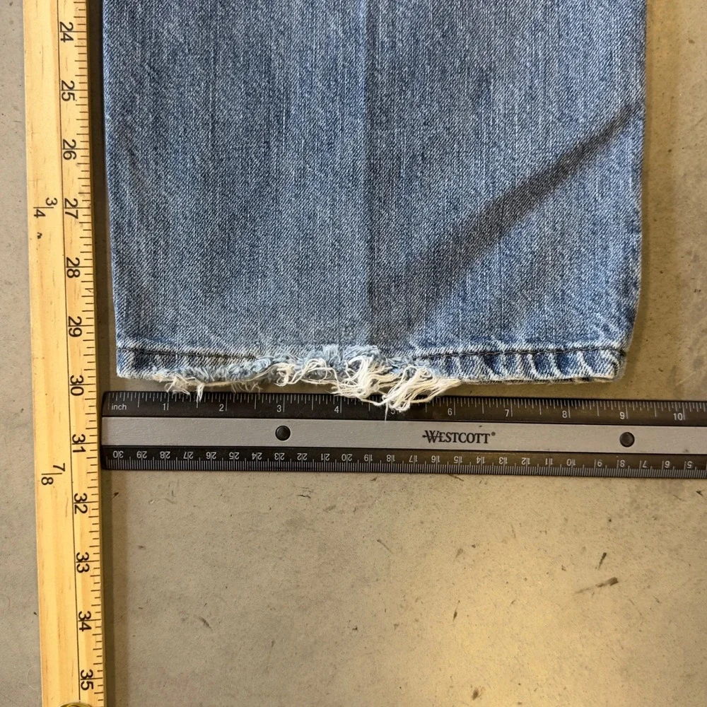 Nautica Mens Blue Relaxed Fit Straight Leg Denim Jeans 36x30 Distressed Hem